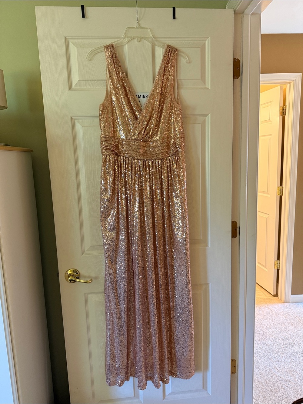 David's Bridal Rose Gold Sequin Prom Dresses
